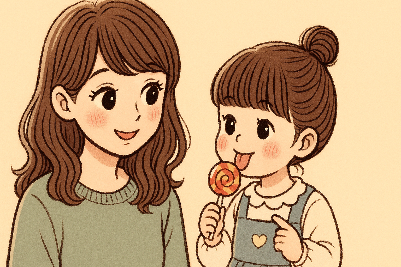 幼児がペロペロキャンディを舐めています。